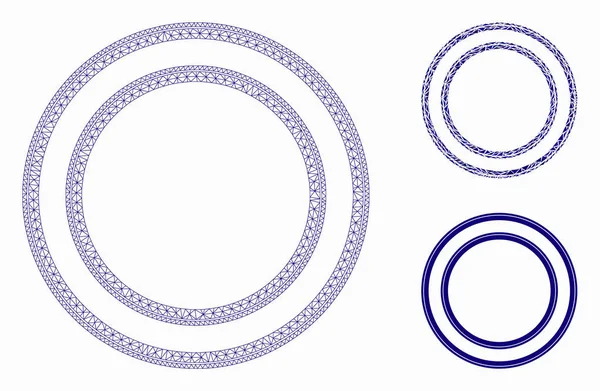 Διπλό πλαίσιο κύκλου Vector Mesh καλώδιο Μοντέλο πλαίσιο και Triangle Ψηφιδωτό εικονίδιο — Διανυσματικό Αρχείο