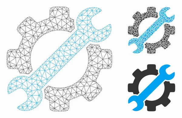 Strumenti di servizio Modello della carcassa della maglia vettoriale e icona del mosaico del triangolo — Vettoriale Stock