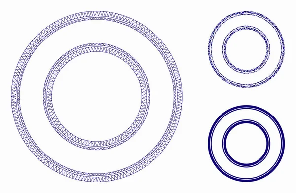 Διπλό πλαίσιο κύκλου Vector Mesh καλώδιο Μοντέλο πλαίσιο και Triangle Ψηφιδωτό εικονίδιο — Διανυσματικό Αρχείο