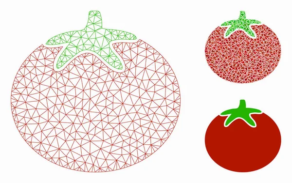 Tomato Vegetable Vector Mesh Wire Frame Model and Triangle Mosaic Icon