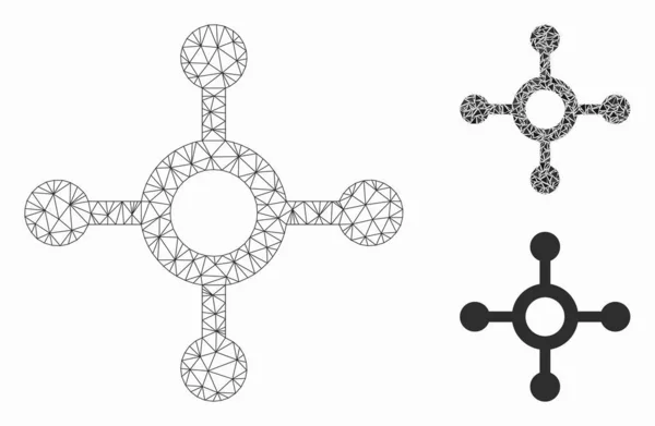 Modelo de marco de alambre de malla vectorial de ruleta y icono de mosaico de triángulo — Archivo Imágenes Vectoriales