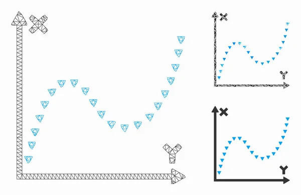 点缀函数图形矢量Mesh 2d模型和三角形马赛克图标 — 图库矢量图片