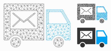 Posta Teslimatı Van Vektör Ağ 2d Model ve Üçgen Mozaik Simgesi