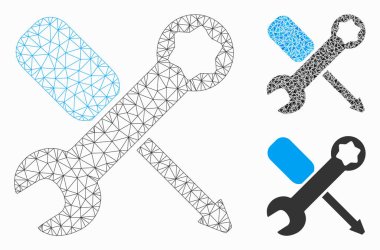 Araçlar vektör mesh ağ modeli ve üçgen mozaik simge