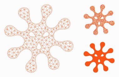 Virüs Vektörü Kablo Çerçeve Modeli ve Üçgen Mozaik Simgesi