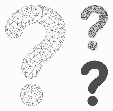 Soru Vektör Örgü 2d Model ve Üçgen Mozaik Simgesi