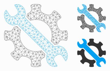 Servis araçları vektör Mesh tel çerçeve modeli ve üçgen mozaik simge