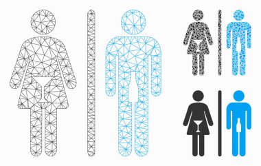 Wc Persons Vektör Örgü 2d Model ve Üçgen Mozaik Simgesi