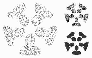 Takım Vektör Örgü Tel Çerçeve Modeli ve Üçgen Mozaik Simgesi