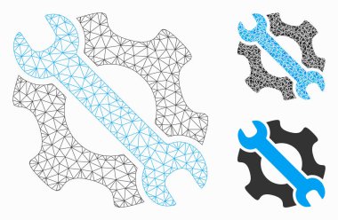 Servis araçları vektör Mesh 2D model ve üçgen mozaik simge