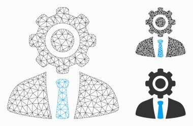 İşçi Vektör Örgü 2d Model ve Üçgen Mozaik Simgesi