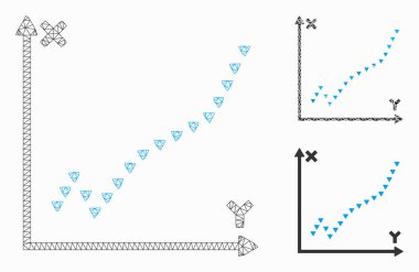 Noktalı Fonksiyon Çizimi Vektör Kabartma Modeli ve Üçgen Mozaik Simgesi