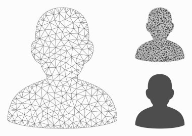 Kullanıcı Vektör Örgü Tel Çerçeve Modeli ve Üçgen Mozaik Simgesi