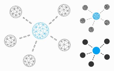 Bağlantılar Vektör Ağ Modeli ve Üçgen Mozaik Simgesi