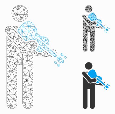 Kemancı Vektör Kabartma Modeli ve Üçgen Mozaik Simgesi