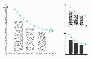 Noktalı Negatif Trend Vektör Kabartma Modeli ve Üçgen Mozaik Simgesi