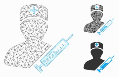 Medic vector Mesh 2D model ve üçgen mozaik simgesi