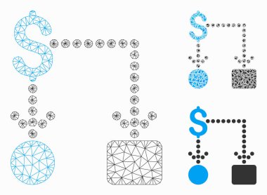 Cashflow Vektör Ağ Kablosu Çerçeve Modeli ve Üçgen Mozaik Simgesi