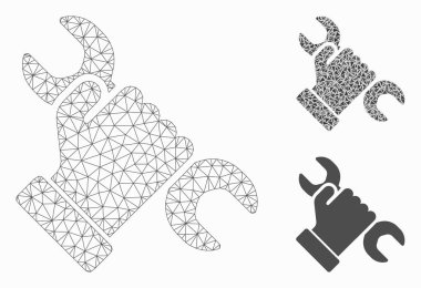 Onarım Vektör Örgü Ağ Modeli ve Üçgen Mozaik Simgesi