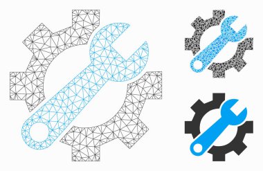 Servis araçları vektör Mesh 2D model ve üçgen mozaik simge