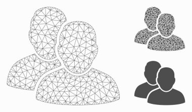 Kullanıcılar Vektör Örgü Tel Çerçeve Modeli ve Üçgen Mozaik Simgesi