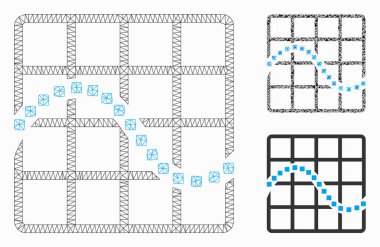 Fonksiyon Çizelgesi Vektör Ağ Modeli ve Üçgen Mozaik Simgesi