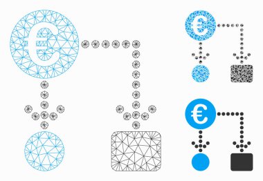 Euro Akış Şeması Vektör Örgü Ağ Modeli ve Üçgen Mozaik Simgesi