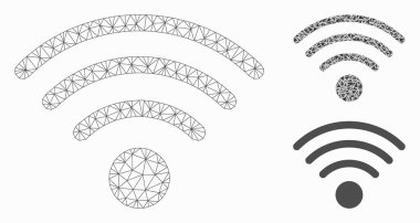 Wi-Fi Kaynak Vektör Kablo Çerçeve Modeli ve Üçgen Mozaik Simgesi