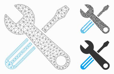 Araç Vektör Ağı 2d Model ve Üçgen Mozaik Simgesi