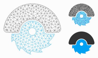 Dairesel Kesici Vektör Kabartma Modeli ve Üçgen Mozaik Simgesi