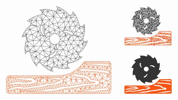 Ahşap İşleme Vektörü Ağları 2d Model ve Üçgen Mozaik Simgesi