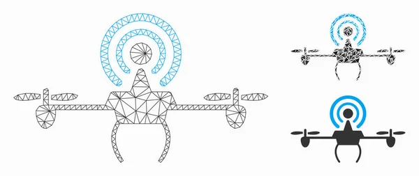 Wifi Repeater Drone Vector Mesh Carcass Μοντέλο και Triangle Ψηφιδωτό εικονίδιο — Διανυσματικό Αρχείο