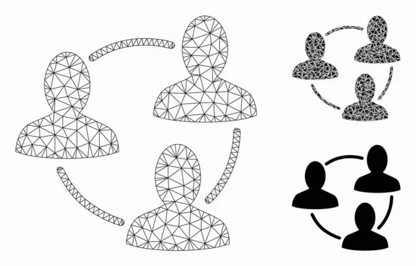Model sieci wektorowej obszaru społecznego i trójkątna ikona mozaiki — Wektor stockowy