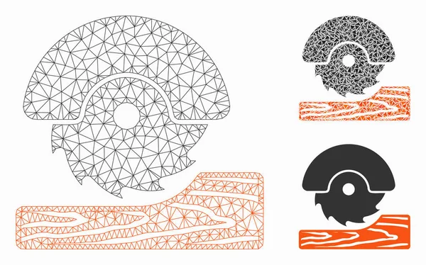 Dairesel Ahşap Kesici Vektör Kablo Çerçeve Modeli ve Üçgen Mozaik Simgesi