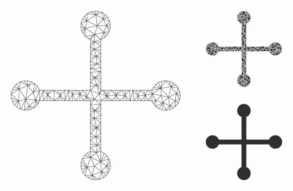 Ruleta Vector Mesh Network Modelo y Triángulo Mosaico Icono — Archivo Imágenes Vectoriales