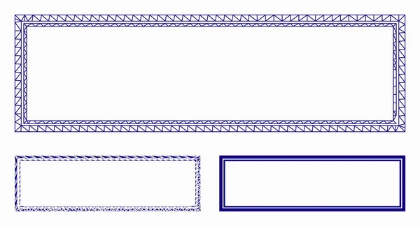 Modelo de carcaça de malha de vetor de quadro retangular duplo e ícone de mosaico de triângulo —  Vetores de Stock