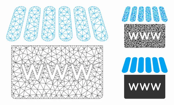 Webstore Vektör Ağ Kablo Çerçeve Modeli ve Üçgen Mozaik Simgesi