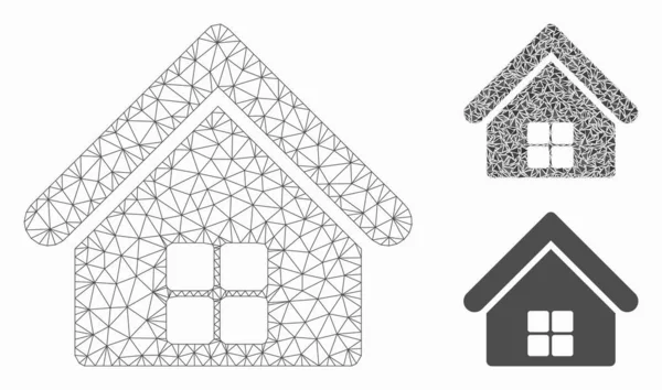 Home vector mesh 2D model en driehoek mozaïek pictogram — Stockvector