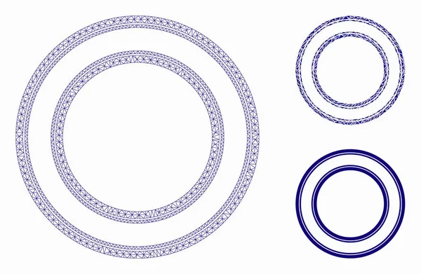 Διπλού κύκλου πλαίσιο διανυσματικό πλέγμα 2D μοντέλο και τρίγωνο μωσαϊκό εικονίδιο — Διανυσματικό Αρχείο