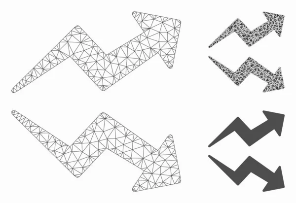Trendy vektorový model s trojúhelníkovými mřížemi a ikona trojúhelníkové mozaiky — Stockový vektor