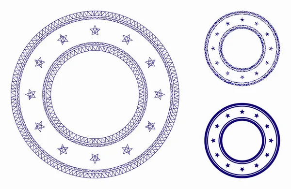 Двухкруглая звезда векторная сетка каркас модели и треугольник икона мозаики — стоковый вектор