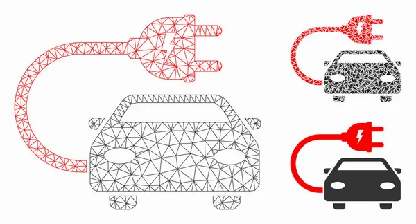 Symbol těla a trojúhelníkové mozaiky v elektromobilu — Stockový vektor