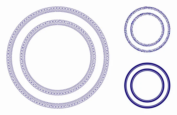 Dubbel cirkel ram vektor nät stomme modell och triangel mosaik ikon — Stock vektor