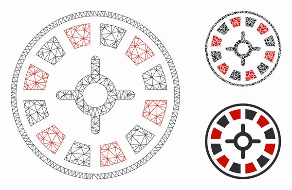 Modelo de rede de malha de vetor de roleta e ícone de mosaico de triângulo —  Vetores de Stock