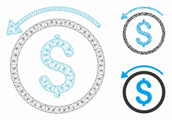 Reembolso Vector Mesh Wire Frame Modelo e Triângulo Ícone Mosaico — Vetor de Stock