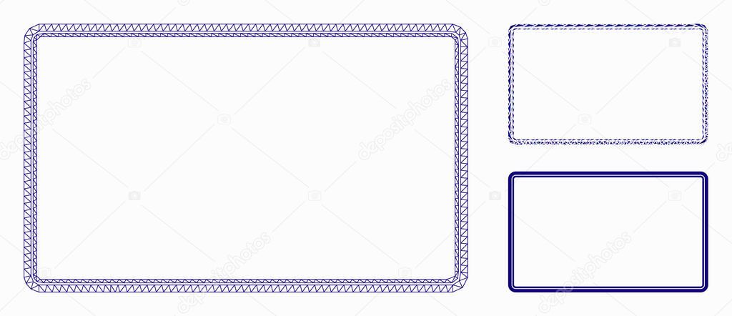 Double Rounded Rectangle Frame Vector Mesh Carcass Model and Triangle Mosaic Icon