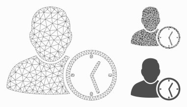 Kullanıcı Geçici Saat Vektörü Ağ Modeli ve Üçgen Mozaik Simgesi