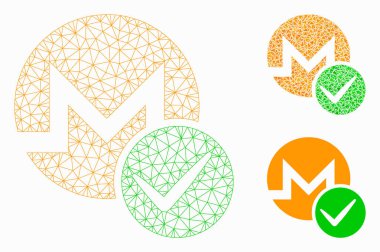 Geçerli Monero Vektör Ağı 2d Model ve Üçgen Mozaik Simgesi
