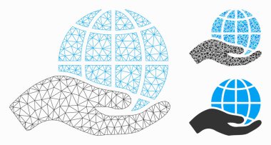 Dünya Sınıfı Teklif Elleri Vektör Kablo Çerçeve Modeli ve Üçgen Mozaik Simgesi
