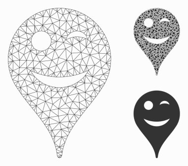 Wink Smiley Harita İşaretleyici Modeli 2d Mozaik Simgesi